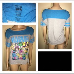 Blue and Grey Marvel Tee